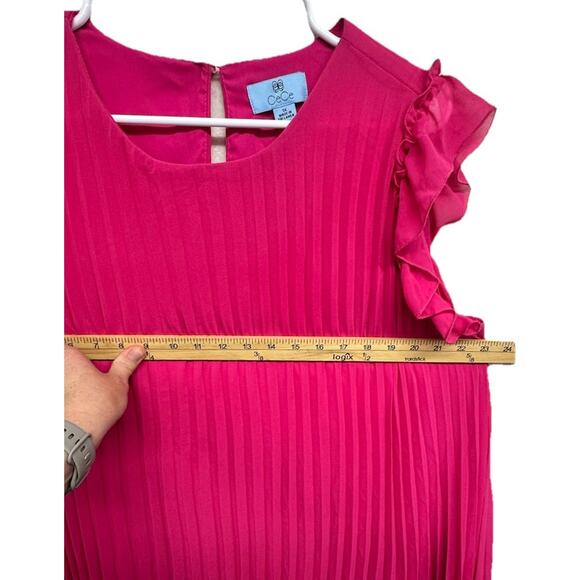 CECE Ruffle Pleated Shift Dress Womens Size 1X Bright Rose Lined - Picture 7 of 9